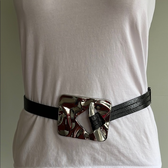 Accessories - Stylish Black Belt with Silver Buckle